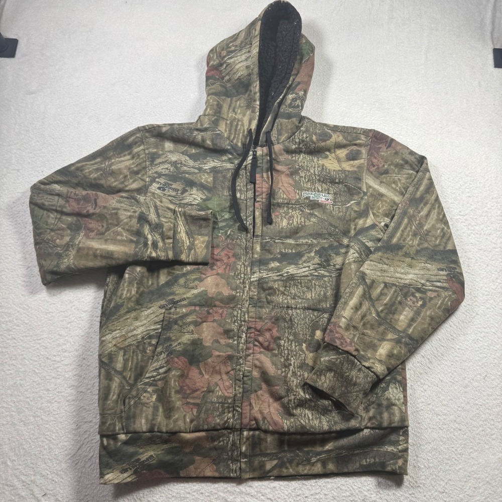 Mossy Oak Hoodie Mens M Camo Excellent Sherpa Lined Break-Up Infinity Zip Up